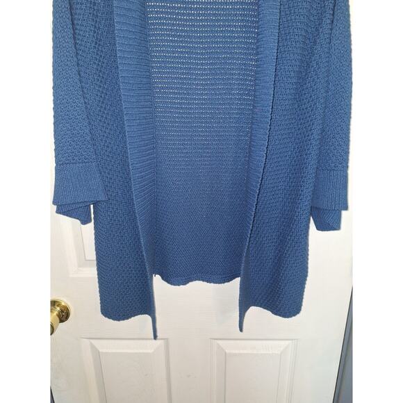 Chico's Open Front Cardigan Sweater Womans 3 US L Teal Chunky‎ Knit Boho Grama - Picture 4 of 7